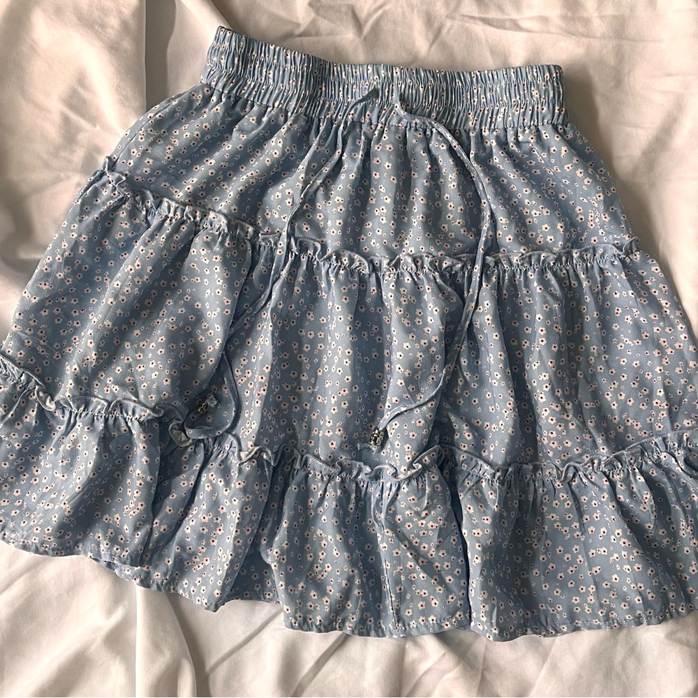 Princess Polly Blue Floral Ruffle Mini Skirt - Picture 2 of 4